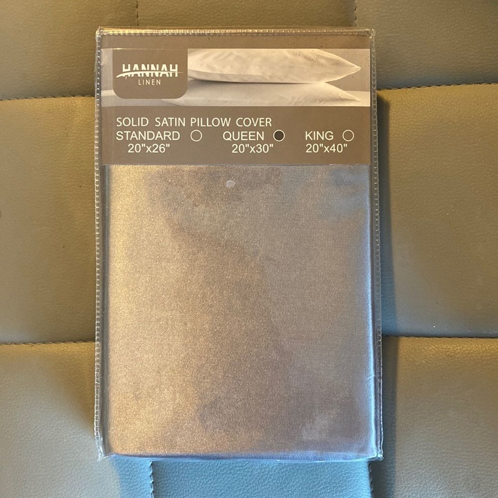 New With Tags Solid Satin Pillow Cover 2 Pk Gray